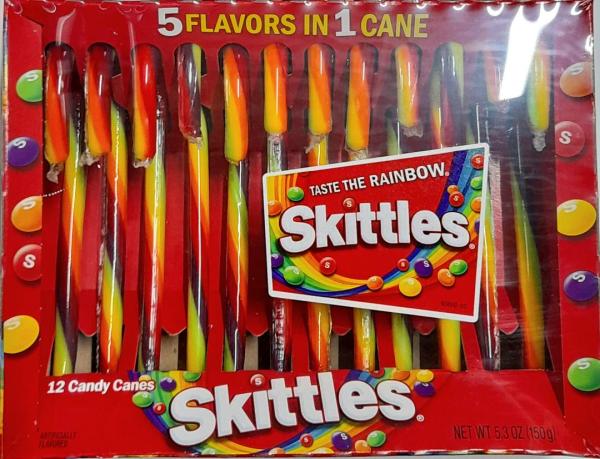 SKITTLES Taste The Rainbow Candy Canes  Zuckerstangen 12 Stück = 150 gr